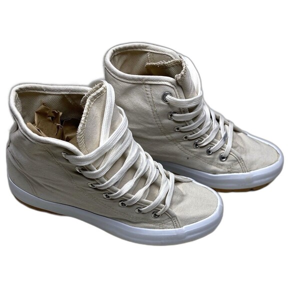 Canvas High-Top Sneakers Us In Sports Cream Off-White Womens 6 - Picture 2 of 7
